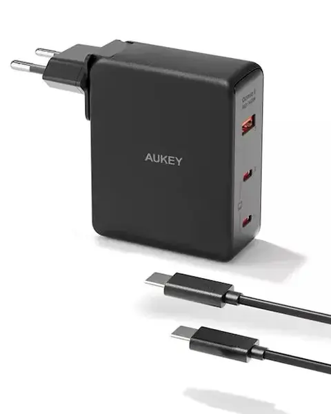 Incarcator retea Aukey PA-B7O BK, 140 W, 2 x USB-C, 1 x USB-A (Negru)