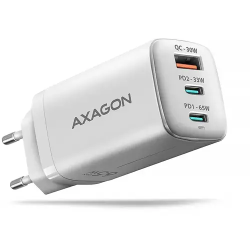 Incarcator retea Axagon ACU-DPQ65W, 65W, 2x USB Type-C, 1x USB Type-A (Alb)