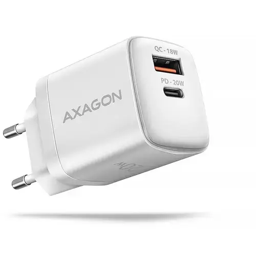 Incarcator retea Axagon ACU-PQ20, 20W, Quick Charge, 1x USB Type-C, 1x USB Type-A (Alb)