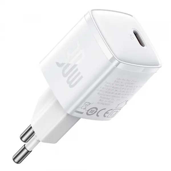 Incarcator Retea Baseus Cube Pro, 30W, 3A, 1 x USB-C, Alb CCXF000302