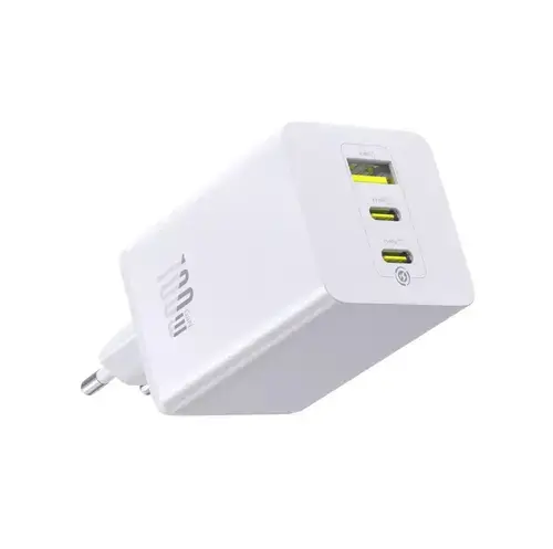Incarcator retea Baseus EnerFill FE11, 100W, 2xUSB-C, 1xUSB, GaN6 (Alb)