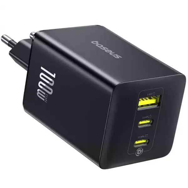 Incarcator Retea Baseus EnerFill FE11, 100W, 5A, 1 x USB-A - 2 x USB-C, Gri P10182102123