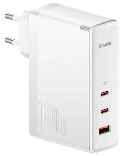 Incarcator Retea Baseus GaN5 Pro CCGP100202, 140W, 2x USB-C + 1x USB-A, cablu USB-C la USB-C (Alb)