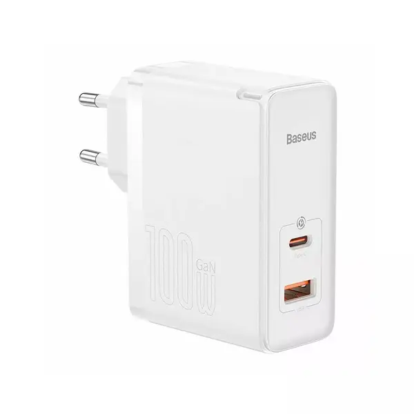 Incarcator retea Baseus GaN5 Pro, USB/USB-C, Quick Charge 4.0, 100W, PD3.0, Alb