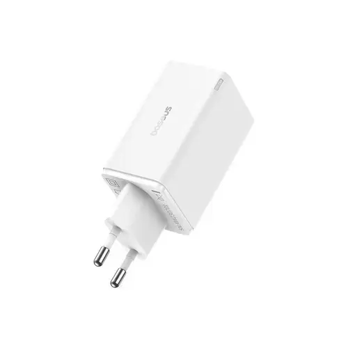 Incarcator retea Baseus GaN6 Pro, 65W, 2x USB si 2x USB-C, Fast Charge, Cablu USB-C la USB-C inclus (Alb)