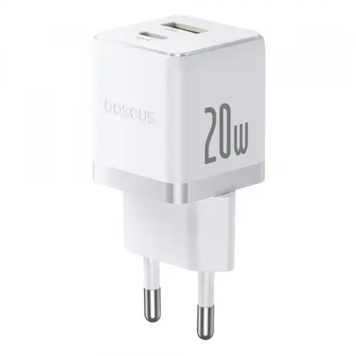 Incarcator Retea Baseus Palm, 20W, 3A, 1 x USB-A - 1 x USB-C, CCZC20UE (Alb)