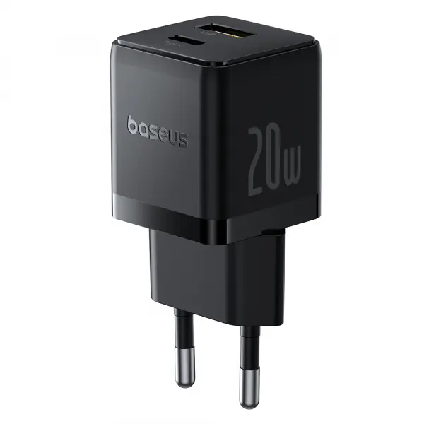 Incarcator Retea Baseus Palm, 20W, 3A, 1 x USB-A - 1 x USB-C, Negru P10111608113-00