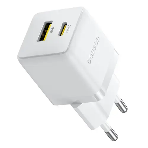 Incarcator retea Baseus Palm P1011160A213-00, 30 W, 1 x USB Type-C, 1 x USB (Alb)