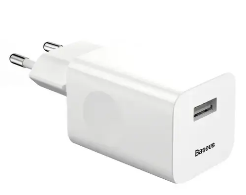 Incarcator Retea Baseus Quick Charger CCALL-BX02, Single USB QC3.0, pentru Incarcatoare Wireless (Alb)