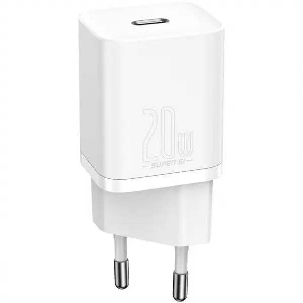 Incarcator Retea Baseus Super Si, 20W, 3A, 1 x USB-C, Alb CCSUP-B02