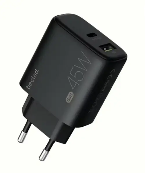 Incarcator Retea Beclad BE-PT745, 45 W, USB-C + USB-A (Negru)