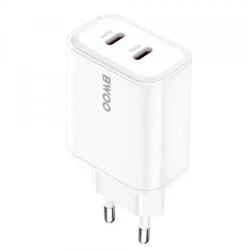 Incarcator Retea BWOO CDA206, 35W, 3A, 2 x USB-C (Alb)