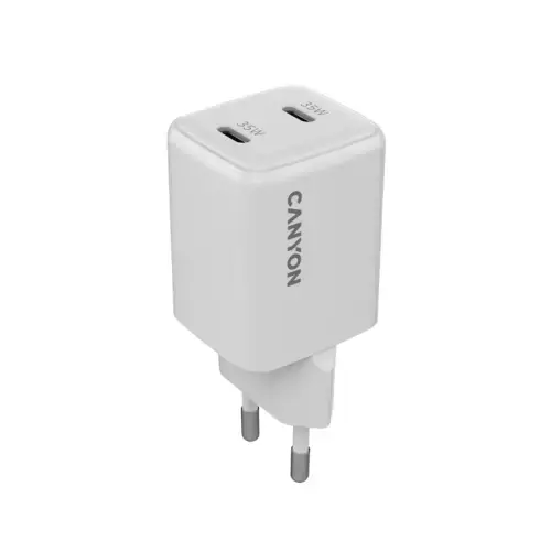 Incarcator retea Canyon CNS-CUW35CC, 2 x USB-C, 35W, PD, Alb