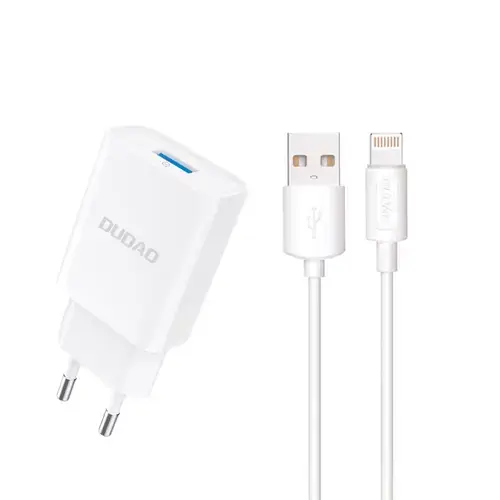 Incarcator Retea Cu Cablu Lightning Dudao A4EU, 10W, 2.1A, 1 x USB-A, Alb