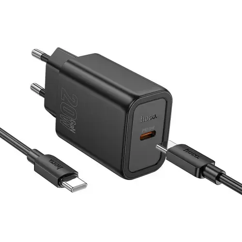 Incarcator Retea Cu Cablu Lightning HOCO N60, 20W, 3A, 1 x USB-C (Negru)