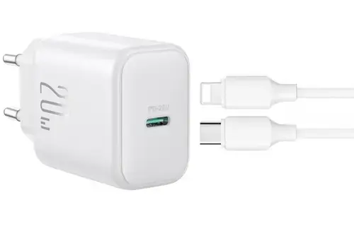 Incarcator Retea Cu Cablu Lightning Joyroom JR-TCF20, 20W, 3A, 1 x USB-C, Alb