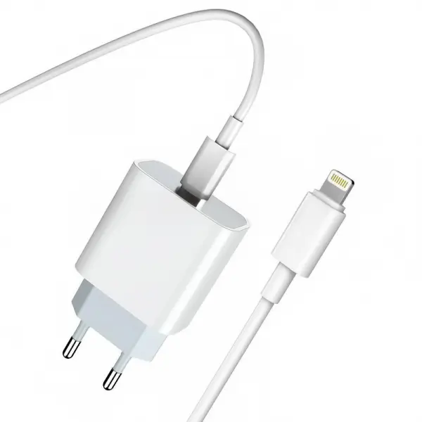 Incarcator Retea Cu Cablu Lightning Prestico F8S, 20W, 3A, 1 x USB-C, Alb