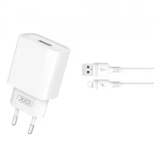 Incarcator Retea Cu Cablu Lightning XO Design CE02D, 18W, 3A, 1 x USB-A (Alb)