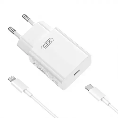 Incarcator Retea Cu Cablu Lightning XO Design L126, 20W, 3A, 1 x USB-C (Alb)