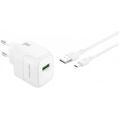 Incarcator Retea Cu Cablu microUSB XO Design L135, 18W, 3A, 1 x USB-A (Alb)