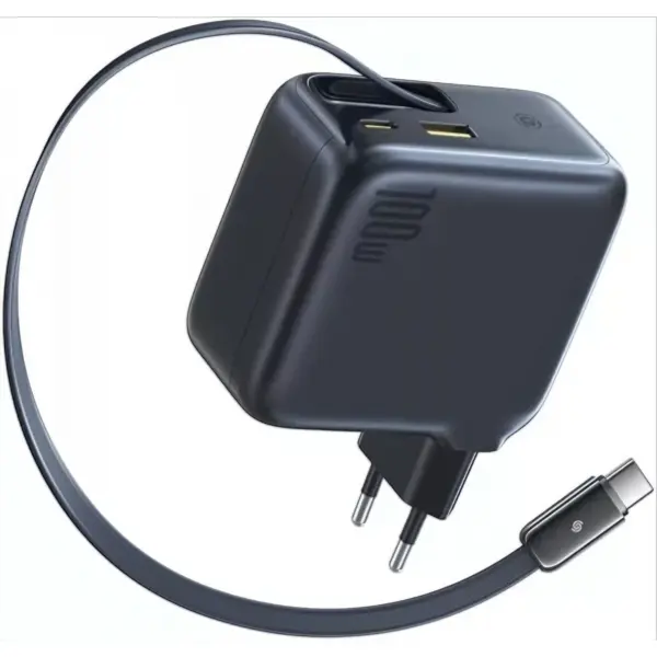 Incarcator Retea Cu Cablu USB-C Baseus EnerCore CJ11, 100W, 1 x USB-A - 2 x USB-C, Negru E0120M00