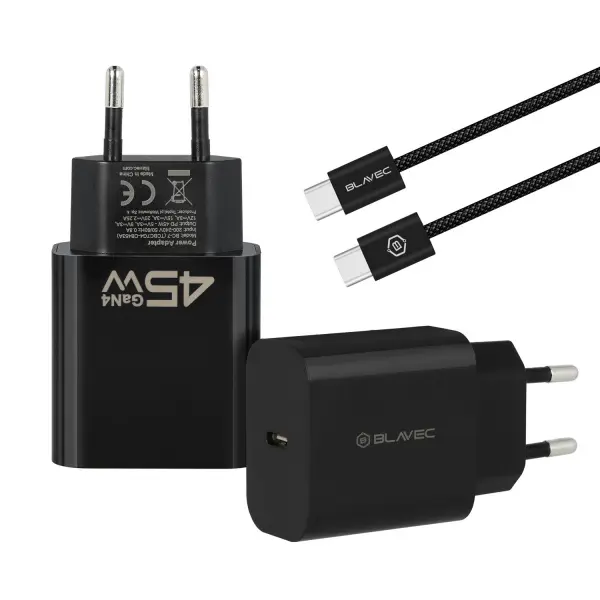 Incarcator Retea Cu Cablu USB-C Blavec BC-7, 45W, 3A, 1 x USB-C, Negru