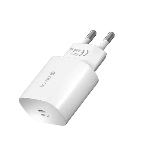 Incarcator Retea Cu Cablu USB-C DEVIA RLC-383, 25W, 3A, 1 x USB-C (Alb)