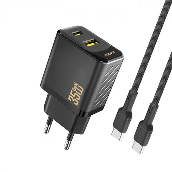 Incarcator Retea Cu Cablu USB-C Dudao A27 Max, 35W, 1 x USB-A - 1 x USB-C, Negru