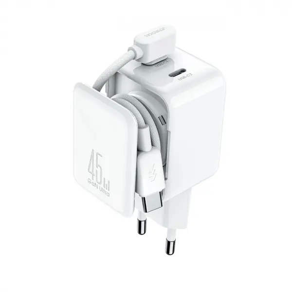 Incarcator Retea Cu Cablu USB-C Joyroom JR-TCL05, 45W, 3A, 2 x USB-C, Alb