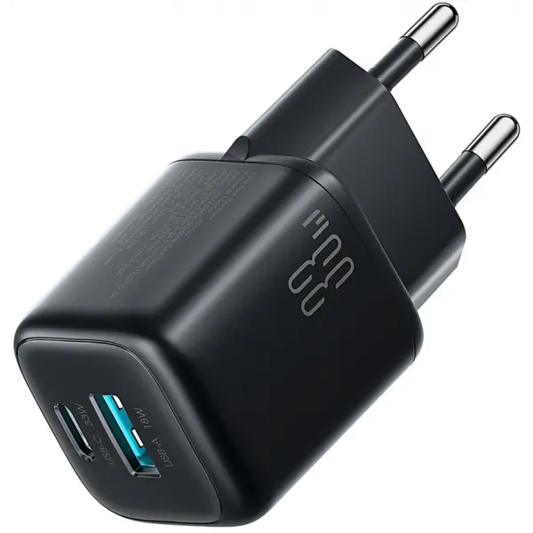 Incarcator Retea Cu Cablu USB-C Joyroom JR-TG7, 33W, 3A, 1 x USB-A - 1 x USB-C, Negru