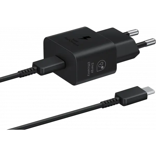 Incarcator Retea Cu Cablu USB-C Samsung, 25W, 3A, 1 x USB-C, Negru EP-T2510XBEGEU