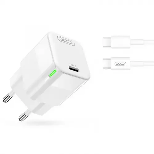 Incarcator Retea Cu Cablu USB-C XO Design CE06, 30W, 3A, 1 x USB-C (Alb)