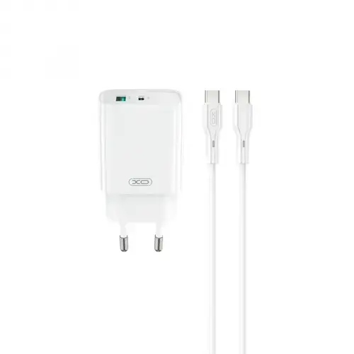 Incarcator Retea Cu Cablu USB-C XO Design CE29, 20W, 3A, 1 x USB-A - 1 x USB-C (Alb)