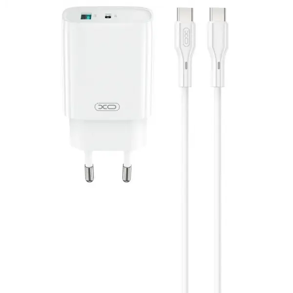 Incarcator Retea Cu Cablu USB-C XO Design CE30, 30W, 3A, 1 x USB-A - 1 x USB-C, Alb