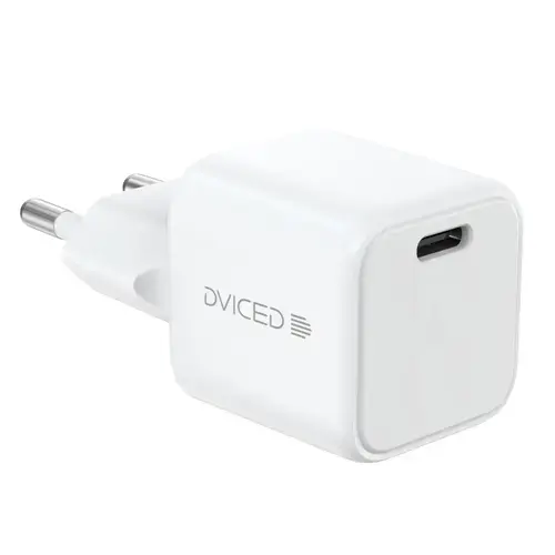 Incarcator retea Dviced DV221004, 30W, GaN, USB-C, Cablu USB-A la USB-C 1.25m (Alb)