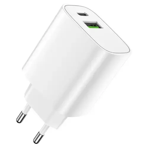 Incarcator Retea Forever LS-04, 20 W, 3 A, USB-A, USB-C (Alb)