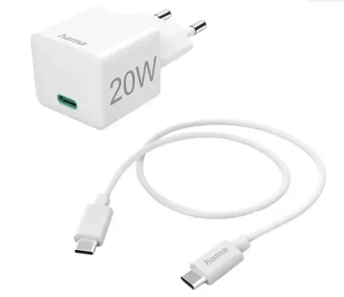 Incarcator retea Hama 201675, USB-C, PD, 20W, 1m (Alb)