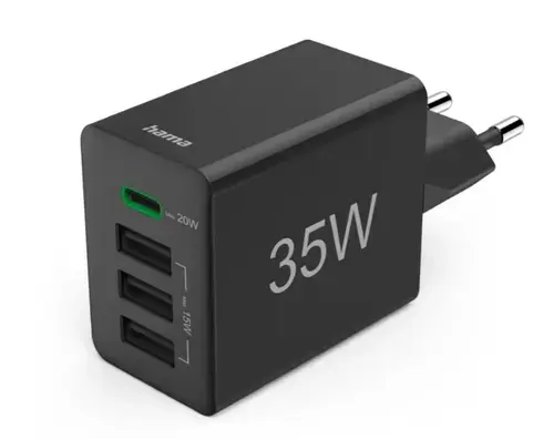 Incarcator retea Hama 201990, 1x USB-C PD, 3x USB-A, 35W (Negru)