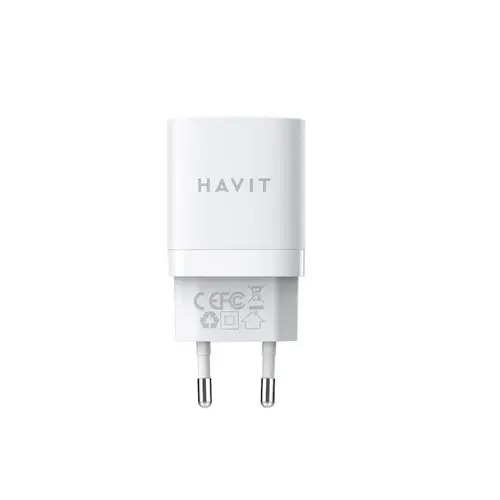 Incarcator retea HAVIT UC30 EU, 1 USB-A, 1 USB-C, 30W (Alb)