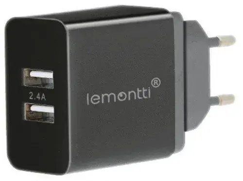 Incarcator Retea Lemontti LIR2UN24A, Dual USB, 2.4A (Negru)