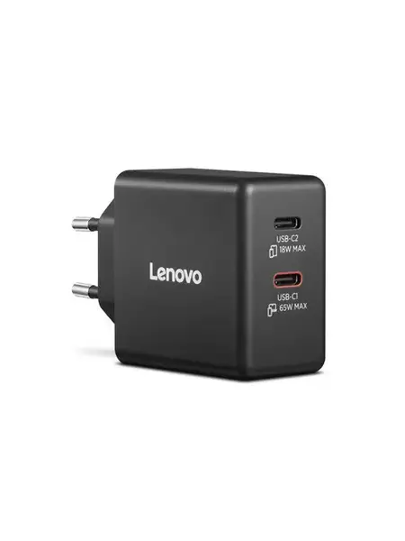 Incarcator retea Lenovo Dual GaN, 2 x USB-C, 65 W, Negru