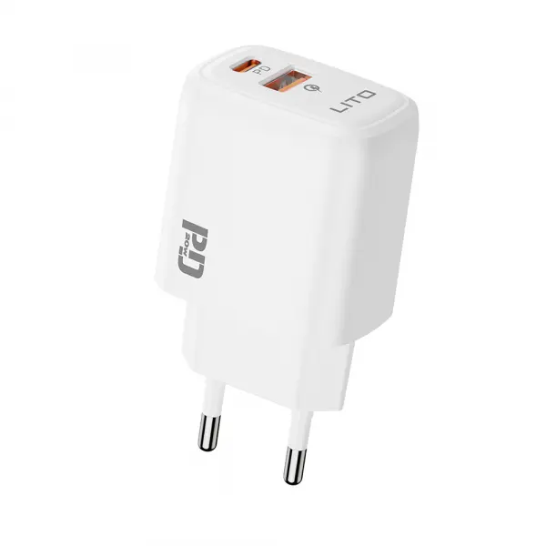 Incarcator Retea Lito LC28, 20W, 3A, 1 x USB-A - 1 x USB-C, Alb