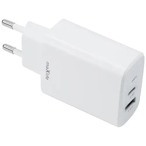 Incarcator Retea MaXlife MXTC-10-20AC, 20W, 3A, 1 x USB-A, 1 x USB-C, Alb