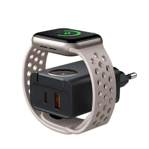 Incarcator Retea Mcdodo CH-3700 Fast Charging 30W cu Incarcator Wireless Apple Watch Integrat, Travel Companion Series, 1 x USB-A, 1 x USB-C (Negru)
