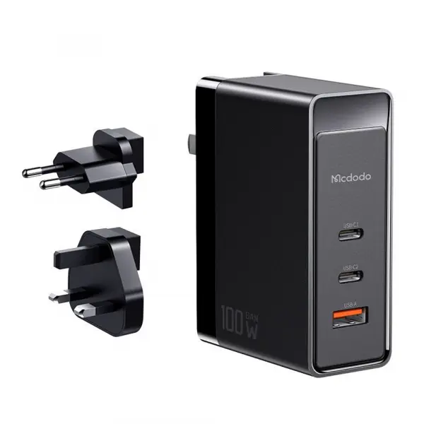 Incarcator Retea McDodo CH-8101 Pro Nuc AR Power Travel, 100W, 5A, 1 x USB-A - 2 x USB-C, Negru
