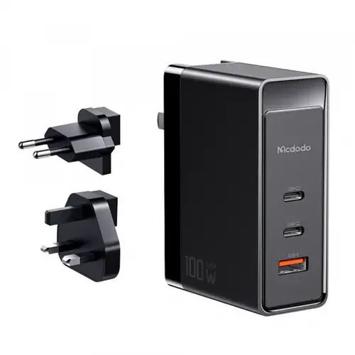 Incarcator retea McDodo CH-8101 Pro Nuc AR Power Travel, 100W, 1 x USB-A - 2 x USB-C (Negru)