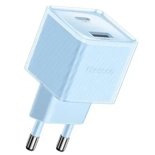 Incarcator Retea Mcdodo Dichromatic Dual Port Type-C si USB-A, Fast Charging PD 33W (Albastru)