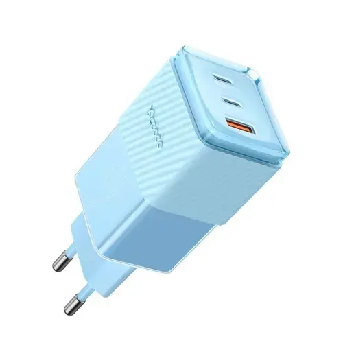 Incarcator Retea Mcdodo Dichromatic GaN5 Mini, 2xType-C si 1xUSB-A, Fast Charging PD 67W, Albastru