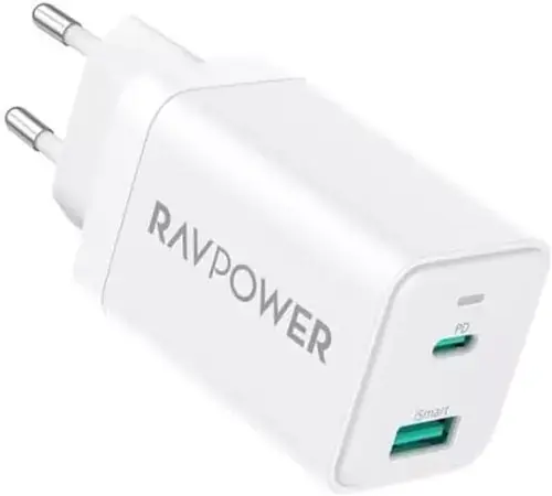 Incarcator retea RavPower RP-PC171, 45W, GaN PD, USB-C, USB-A (Alb)