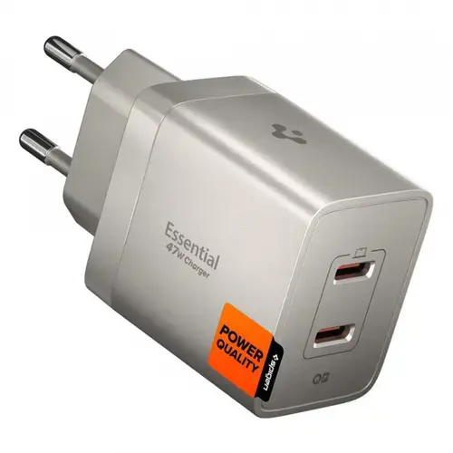 Incarcator Retea Spigen EE472EU Essential, 47W, 3A, 2 x USB-C, ACH10451 (Gri deschis)